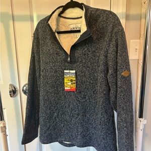 Orvis Navy and Cream Fleece Pullover